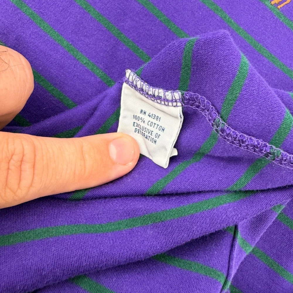 Polo Ralph Lauren Polo Shirt Men XL Purple Green Striped Pima Soft Touch Pony